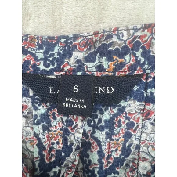 Lands End Womens Floral Pattern Button-Up Blouse Pleated Back Size 6 - Picture 9 of 11